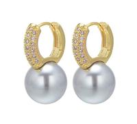 Huge Tomato Perle Tropfen Ohrringe Perle Creole 12mm Perle Diamant Ohrringe mit allergiefreien Nadel