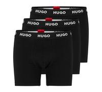 HUGO Dreier-Pack eng anliegende längere Boxershorts aus Stretch-Baumwolle mit Logos am Bund - Style BOXERBR TRIPLET PACK, 50492348 Schwarz XL