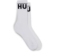 HUGO Herren Socken, 2er Pack - QS Rib Label Iconic, gerippt, Logo, Baumwollmischung, weiß, 39-42 Weiß