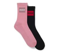 HUGO Zweier-Pack kurze Socken mit roten Logos - Style 2P QS RIB LABEL CC W, 50510661 Schwarz / Rosa 35-38
