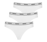 HUGO 3er Pack Damen Unterwäsche Strings Thongs Cotton Stretch, Farbe:Weiß, Wäschegröße:M, Artikel:-100 White