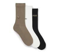 HUGO Kurze Socken mit Stickerei im Dreier-Pack - Style 3P QS EMBROIDERY CC, 50546351 Schwarz / Weiß / Beige 39-42