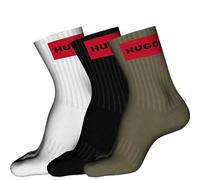 Freizeitsocken HUGO UNDERWEAR "3P QS RIB LABEL", Herren, Gr. 43-46, open grün 346, Baumwollmischung, elastisch, Socken, mit kontrastfarbenen HUGO Logo (54572037-43) open grün 346