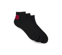 HUGO Socken 3P SH RIB LABEL CC – 3er-Pack mit rotem Logo-Label, schwarz, Größe 43-46