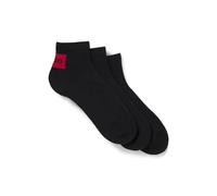 HUGO Dreier-Pack Sneakers-Socken mit rotem Logo-Label - Style 3P SH RIB LABEL CC, 50541597 Schwarz 43-46