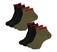 HUGO 4 Paar Herren Socken Casual Socken Quartersocken SH Tape CC, Farbe:Mehrfarbig, Größe:39-42, Artikel:-345 black/olive