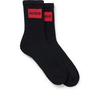 HUGO Zweier-Pack kurze Socken mit roten Logos - Style 2P QS RIB LABEL CC W, 50510661 Schwarz 39-42