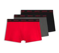 HUGO Dreierpack Logo-Boxershorts - Style TRUNK TRIPLET PACK, 50532611 Schwarz / Grau / Rot M