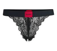 String HUGO UNDERWEAR "STRING RL LACE", Damen, Gr. S, schwarz, Jersey, Spitze, Obermaterial: 84% Polyamid, 16% Elasthan, unifarben mit Farbeinsatz, körpernah, Unterhosen, mit Logoschriftzug auf dem Bu