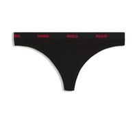 String HUGO UNDERWEAR "ID", Damen, Gr. L, schwarz 001, Jersey, Obermaterial: 93% Baumwolle, 7% Elasthan, körpernah, Unterhosen String, aus Stretch-Baumwolle mit Logos am Bund (46773944-L) schwarz 001