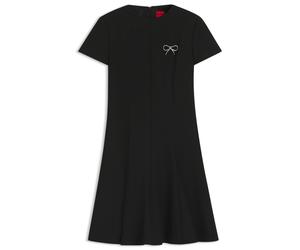HUGO A-Linien-Kleid mit Godet-Einsätzen und Schleifenbrosche - Style Kejuli, 50547221 Schwarz 36