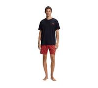 HUGO Pyjama aus Stretch-Baumwolle mit Stack-Logos - Style AARON_SHORT SET, 50556777 Schwarz / Rot S