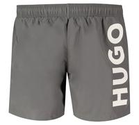 Badeshorts HUGO UNDERWEAR "ABAS", Herren, Gr. L, N-Gr, grau (medium grau 035), Microfaser, Obermaterial: 100% Polyester, sportlich, Badehosen, seitlich mit großem HUGO Logo-Print (60991760-L) medium g