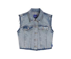 HUGO Ärmellose Weste aus azurblauem Denim in Cropped-Länge - Style Garis_B, 50557076 Hellblau XS