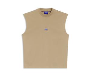 HUGO Ärmelloses T-Shirt aus Baumwolle mit Logo-Patch - Style Navertz, 50509773 Beige XXL