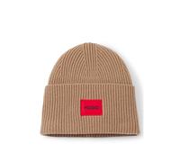 HUGO All-Gender Mütze aus Woll-Mix mit Logo - Style Saffa_hat, 50502579 Hellbraun ONESI