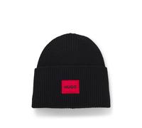 HUGO All-Gender Mütze aus Woll-Mix mit Logo - Style Saffa_hat, 50502579 Schwarz ONESI