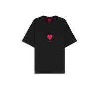 HUGO All-gender T-Shirt aus Baumwoll-Jersey mit Origami-Herz-Prints - Style Dalentin, 50553429 Schwarz XS