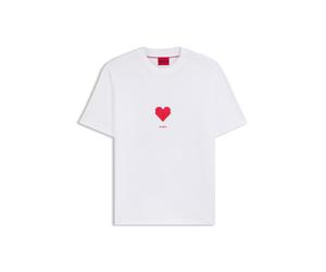 HUGO All-gender T-Shirt aus Baumwoll-Jersey mit Origami-Herz-Prints - Style Dalentin, 50553429 Weiß L