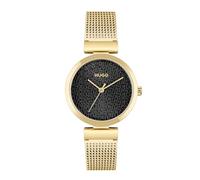 HUGO Analog Quarzuhr für Damen Kollektion #Sweet mit Goldfarben Edelstahl-Mesh-Gliederarmband - 1540129