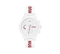 HUGO Analoge Multifunktions-Quarzuhr für Herren Kollektion #LIT Multi mit Schwarzem oder Weißem Silikonarmband
