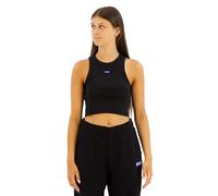 HUGO Crop-Tanktop Baby Tank_B 50511450 – Stretch-Baumwolle, blaues Logo-Label – Schwarz L