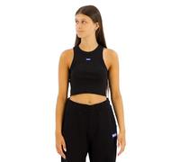 HUGO Crop-Tanktop aus Stretch-Baumwolle mit blauem Logo-Label - Style Baby Tank_B, 50511450 Schwarz XS