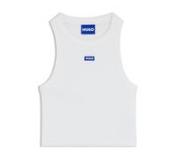 HUGO Tanktop Baby Tank_B kurz geschnitten, Stretch-Baumwolle, weiß L, mit blauem Logo-Label