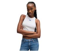 HUGO Crop-Tanktop aus Stretch-Baumwolle mit blauem Logo-Label - Style Baby Tank_B, 50511450 Weiß XS