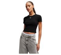 HUGO Slim-Fit T-Shirt aus Stretch-Baumwolle mit blauem Logo-Label - Style Baby Tee_B, 50510749 Schwarz XL