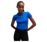 T-Shirt HUGO BLUE "Baby Tee", Damen, Gr. XXL (44), blau (open blau 493), Single Jersey, Obermaterial: 96% Baumwolle, 4% Elasthan, unifarben, casual, slim fit bauchfrei, Rundhals, Kurzarm, Shirts, in v