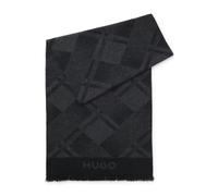 HUGO Baumwollschal mit Jacquard-Muster aus gebürsteter Baumwolle - Style Corsy_40*180, 50555453 Schwarz ONESI