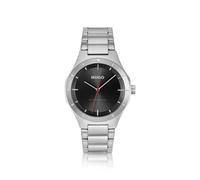 Quarzuhr HUGO "LIT", silberfarben, schwarz, Armbanduhren, Herren, Quarzuhr, Armbanduhr, Herrenuhr, Edelstahlarmband, analog (14903450-0) silberfarben, schwarz