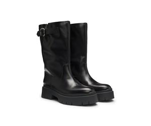 HUGO Biker-Boots aus Kunstleder mit Schnallen-Detail - Style Kris_BkBoot_BROM, 50552735 Schwarz 37