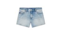 Jeansshorts HUGO BLUE "Galimon", Damen, Gr. 28, N-Gr, turquoise, aqua 445, Denim/Jeans, Obermaterial: 100% Baumwolle, unifarben, kurz, Jeans Jeansshorts, Mid Rise, Logo-Stitching (24029624-28) turquoi