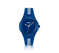 HUGO Blaue Uhr mit Logos auf dem Silikonarmband - Style #LIT, 58244962 Blau ONESI