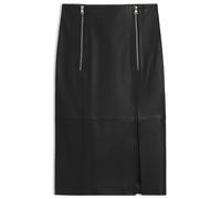 HUGO Bleistiftrock aus Leder mit zwei Reißverschlüssen vorn - Style Leomira, 50542308 Schwarz L