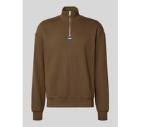 Hugo Blue Regular Fit Troyer aus reiner Baumwolle Modell 'NEELER' in Dunkelbraun, Größe M