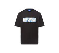 T-Shirt HUGO BLUE "Nurix", Herren, Gr. XXL, schwarz (schwarz001), Single Jersey, Obermaterial: 100% Baumwolle, unifarben, casual, regular fit hüftlang, Rundhals, Kurzarm, Shirts, mit coolem Druck (480