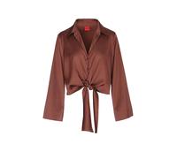 HUGO Relaxed-Fit Bluse aus Stretch-Satin mit Krawatten-Detail - Style Errika, 50531538 Braun 36