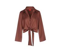 HUGO Relaxed-Fit Bluse aus Stretch-Satin mit Krawatten-Detail - Style Errika, 50531538 Braun 40