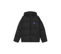HUGO Kapuzenjacke Bodo2541 Relaxed-Fit wasserabweisender Material-Mix Logo-Badge Schwarz XL