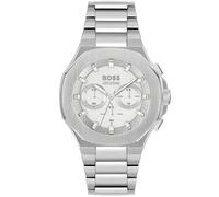 BOSS Vertikal gebürsteter Chronograph mit konisch zulaufendem Gliederarmband - Style TAPER, 58129466 Silber ONESI