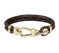 BOSS Jewelry Armband für Herren Kollektion ARES PRIME mit Braunem Leder und Gold-Edelstahlverschluss - 1580700M