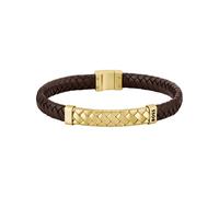 BOSS Jewelry Armband für Herren Kollektion TAILORED mit Braunem Leder und Gold-Edelstahlverschluss - 1580675M