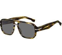 Hugo Boss Sonnenbrille BOSS 1718/SKVI572K, gemustertes Acetat, silberfarbene Details, Braun Herren