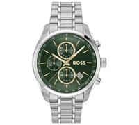 Quarzuhr BOSS "GRAND PRIX 44", silberfarben, Armbanduhren, Herren, Armbanduhr, Herrenuhr, Edelstahlarmband, analog, Tag, Stoppfunktion (40667143-0) silberfarben