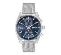 BOSS Chronograph mit Mesh-Armband und blauem Zifferblatt - Style SKYTRAVELLER, 58137005 Silber ONESI
