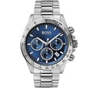 HUGO BOSS Herrenuhr Ref. 1513755 - Edelstahlgehäuse, schwarzes Zifferblatt, Leuchtzeiger, Lederband, 50 m wasserdicht