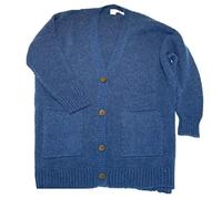 HUGO BOSS Oversized Strickjacke WEVELYN aus Woll/Alpaka Mix blau 427 (S)